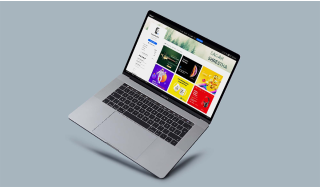 Laptop on grey background